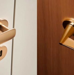 different types of door handles on wooden and metal doors