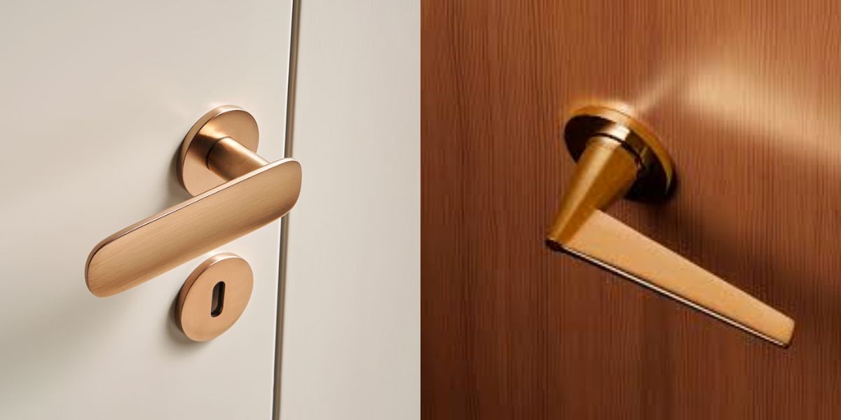 different types of door handles on wooden and metal doors