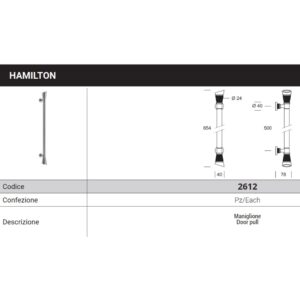 HAMILTON Pull handle 2612 - 500 millimeter