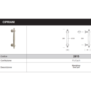 CIPRIANI Pull handle 2815 - 200 millimeter