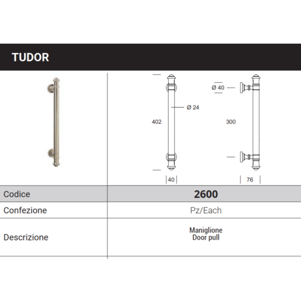 TUDOR Pull handle 2600 - 300 millimeter