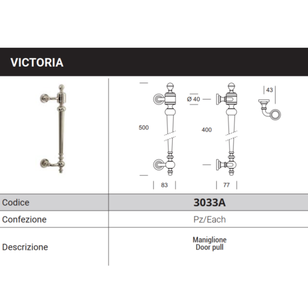 VICTORIA Pull handle 3033A - 400 millimeter