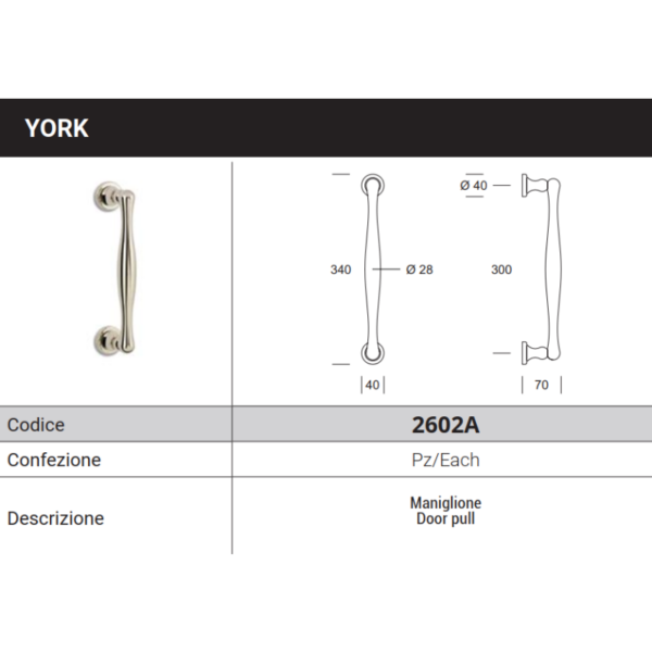 YORK Pull handle 2602A - 300 millimeter